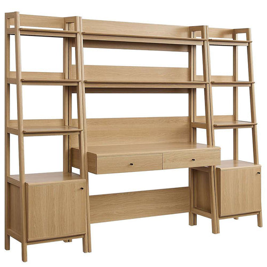 Modway - Bixby 3-Piece Wood Office Desk and Bookshelf in Oak - EEI-6114-OAK veiw 1