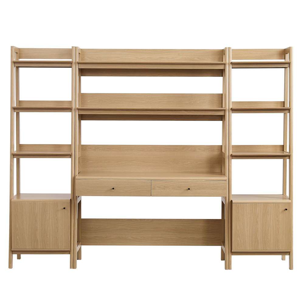 Modway - Bixby 3-Piece Wood Office Desk and Bookshelf in Oak - EEI-6114-OAK veiw 3