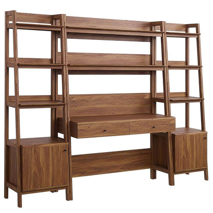 Modway - Bixby 3-Piece Wood Office Desk and Bookshelf in Walnut - EEI-6114-WAL veiw 2
