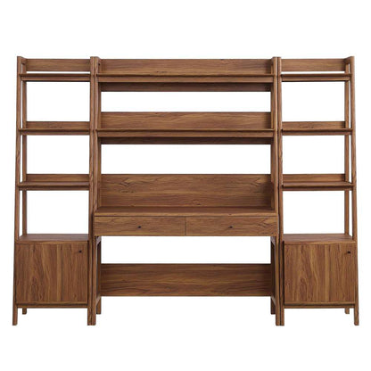 Modway - Bixby 3-Piece Wood Office Desk and Bookshelf in Walnut - EEI-6114-WAL veiw 3