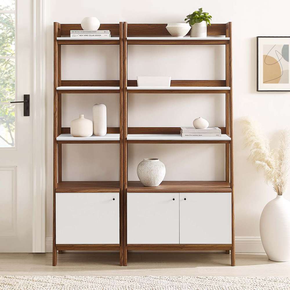 Modway - Bixby Wood Bookshelves - (Set of 2) - EEI-6113-WAL-WHI veiw 5