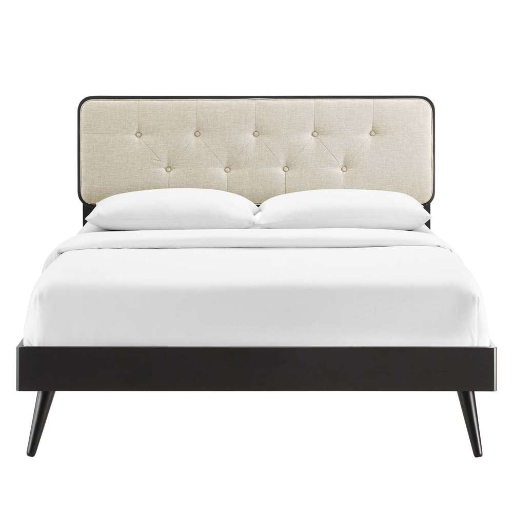 Modway - Bridgette Queen Wood Platform Bed With Splayed Legs - MOD-6388-BLK-BEI veiw 5
