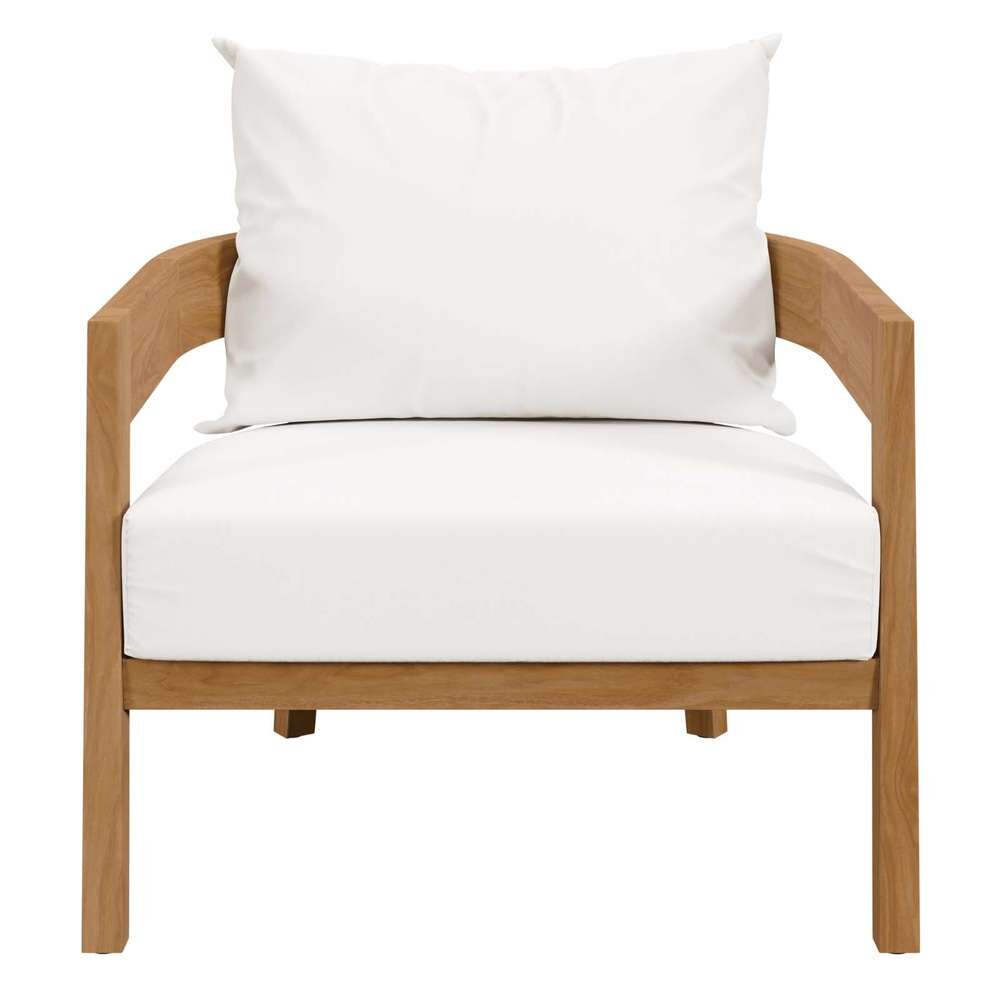 Modway - Brisbane Teak Wood Outdoor Patio Armchair - EEI-5602-NAT-WHI veiw 5