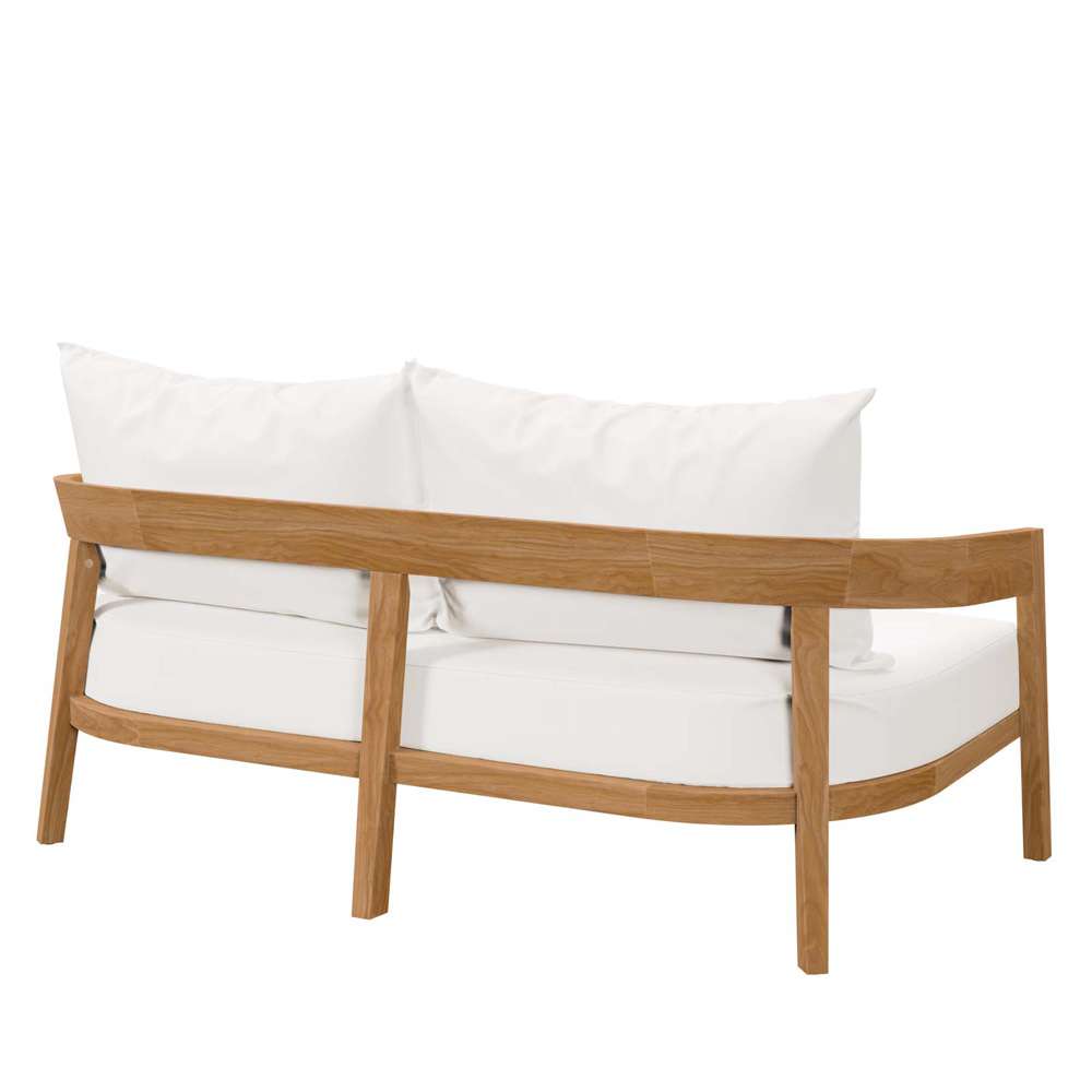 Modway - Brisbane Teak Wood Outdoor Patio Loveseat - EEI-5601-NAT-WHI veiw 4