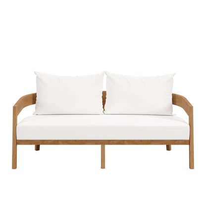 Modway - Brisbane Teak Wood Outdoor Patio Loveseat - EEI-5601-NAT-WHI veiw 5
