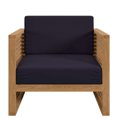 Modway - Carlsbad 3-Piece Teak Wood Outdoor Patio Set - EEI-5838-NAT-NAV veiw 6