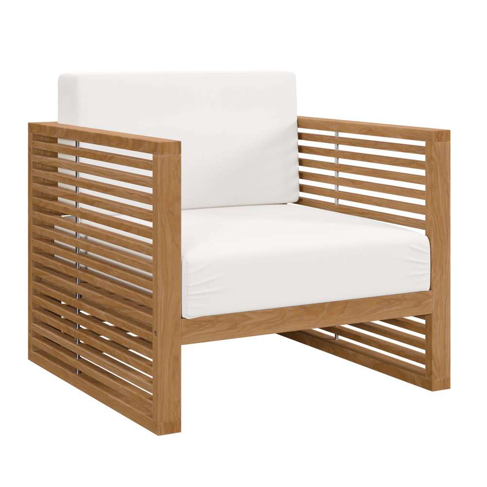 Modway - Carlsbad 3-Piece Teak Wood Outdoor Patio Set - EEI-5838-NAT-WHI veiw 3