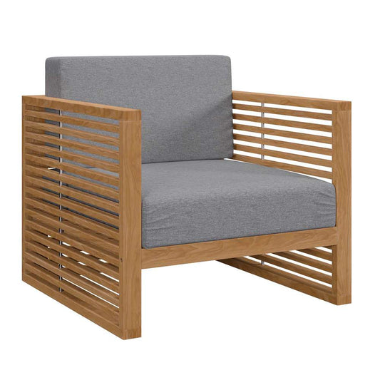 Modway - Carlsbad Teak Wood Outdoor Patio Armchair - EEI-5606-NAT-GRY veiw 1
