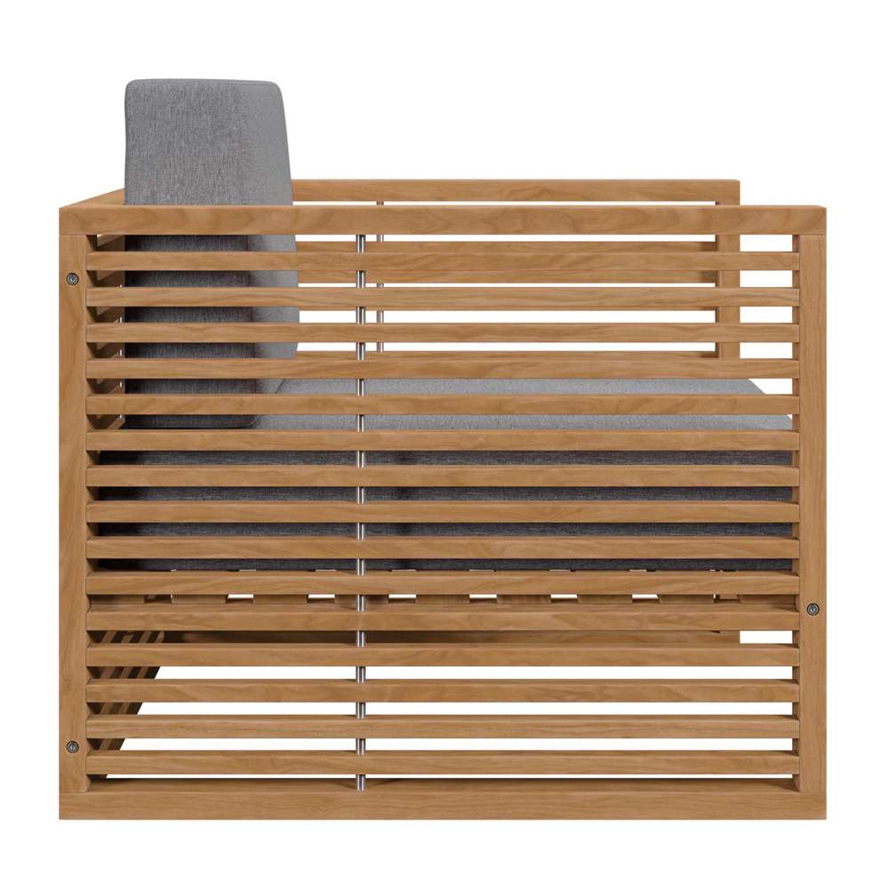 Modway - Carlsbad Teak Wood Outdoor Patio Armchair - EEI-5606-NAT-GRY veiw 3