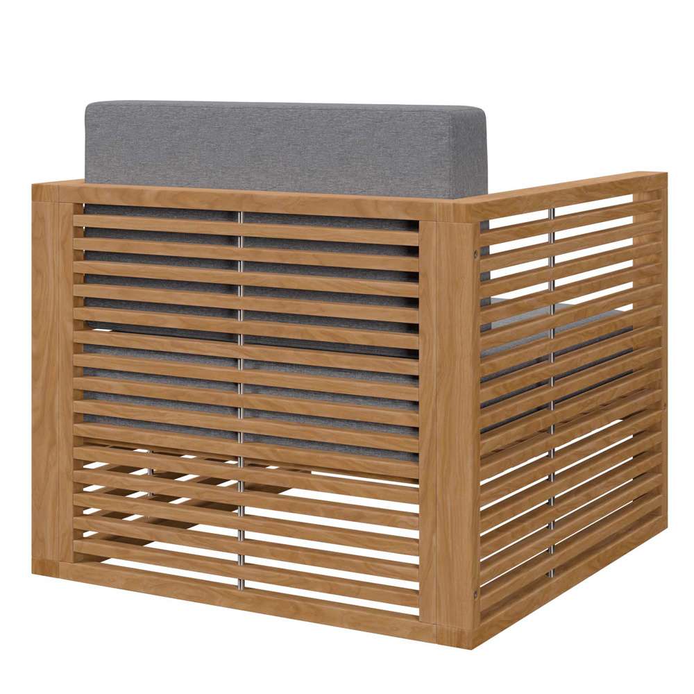 Modway - Carlsbad Teak Wood Outdoor Patio Armchair - EEI-5606-NAT-GRY veiw 4