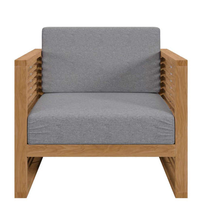 Modway - Carlsbad Teak Wood Outdoor Patio Armchair - EEI-5606-NAT-GRY veiw 5