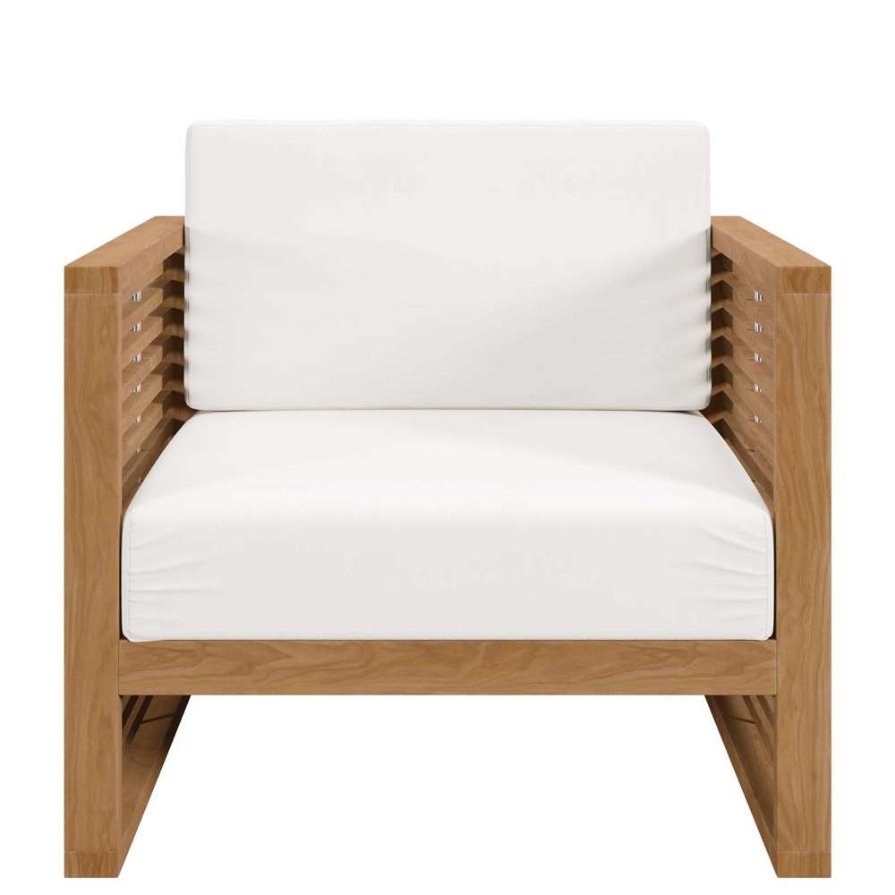 Modway - Carlsbad Teak Wood Outdoor Patio Armchair - EEI-5606-NAT-WHI veiw 5