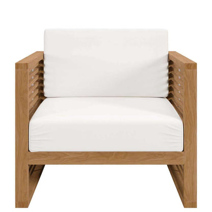 Modway - Carlsbad Teak Wood Outdoor Patio Armchair - EEI-5606-NAT-WHI veiw 5