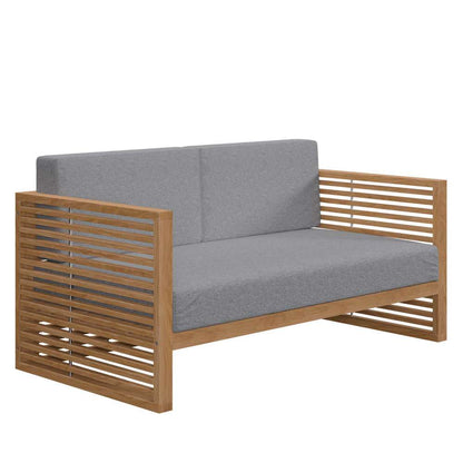 Modway - Carlsbad Teak Wood Outdoor Patio Loveseat - EEI-5605-NAT-GRY veiw 2