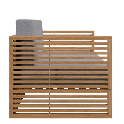 Modway - Carlsbad Teak Wood Outdoor Patio Loveseat - EEI-5605-NAT-GRY veiw 3