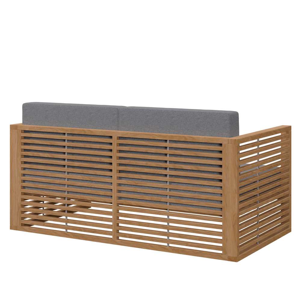 Modway - Carlsbad Teak Wood Outdoor Patio Loveseat - EEI-5605-NAT-GRY veiw 4