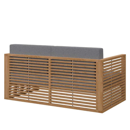 Modway - Carlsbad Teak Wood Outdoor Patio Loveseat - EEI-5605-NAT-GRY veiw 4