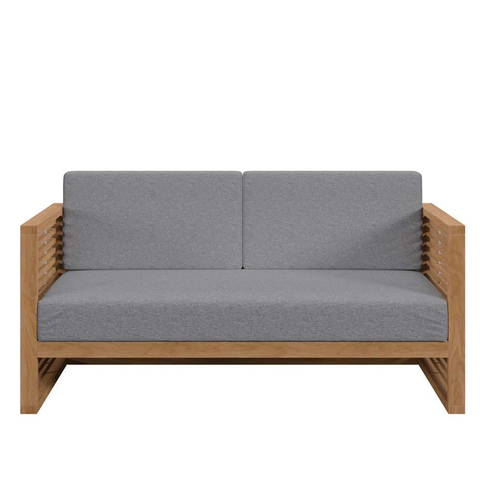 Modway - Carlsbad Teak Wood Outdoor Patio Loveseat - EEI-5605-NAT-GRY veiw 5