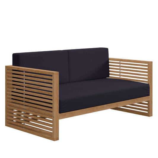 Modway - Carlsbad Teak Wood Outdoor Patio Loveseat - EEI-5605-NAT-NAV veiw 2