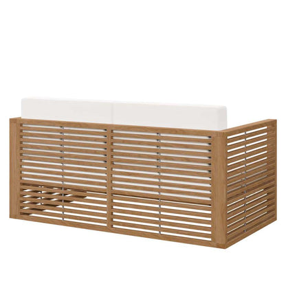 Modway - Carlsbad Teak Wood Outdoor Patio Loveseat - EEI-5605-NAT-WHI veiw 4