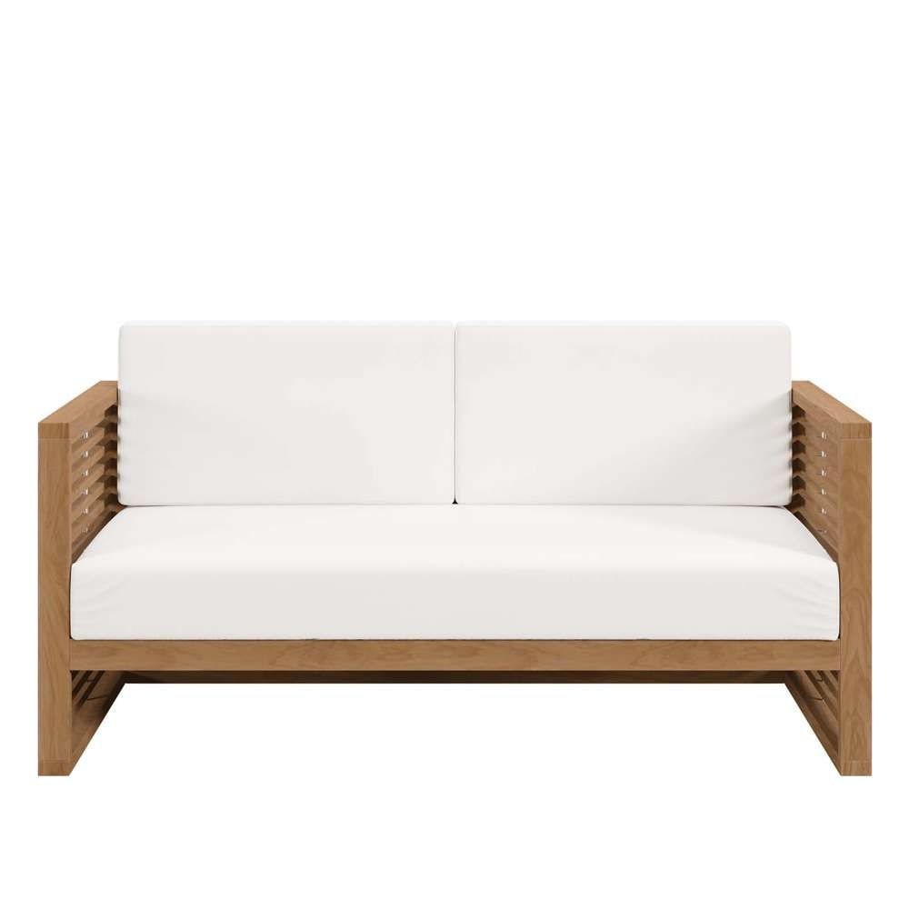 Modway - Carlsbad Teak Wood Outdoor Patio Loveseat - EEI-5605-NAT-WHI veiw 5