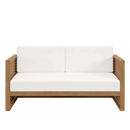 Modway - Carlsbad Teak Wood Outdoor Patio Loveseat - EEI-5605-NAT-WHI veiw 5