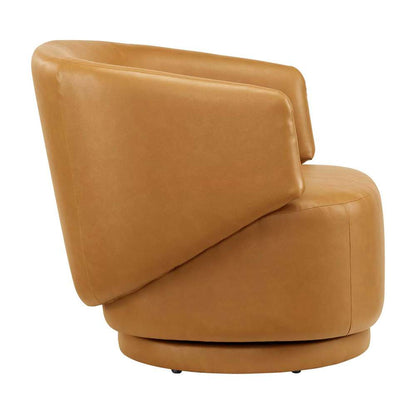 Modway - Celestia Vegan Leather Fabric and Wood Swivel Chair - EEI-6358-TAN veiw 3