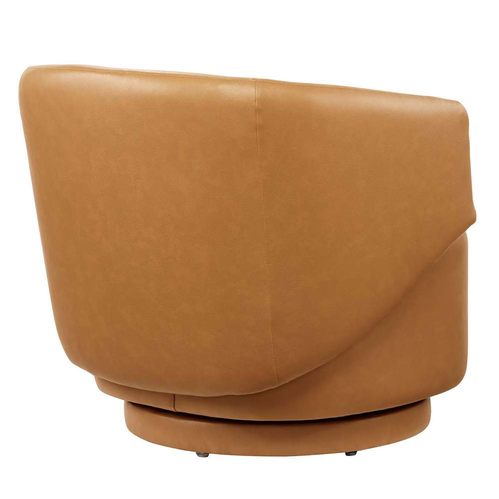 Modway - Celestia Vegan Leather Fabric and Wood Swivel Chair - EEI-6358-TAN veiw 4