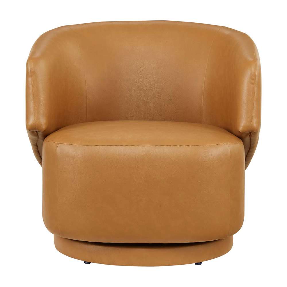 Modway - Celestia Vegan Leather Fabric and Wood Swivel Chair - EEI-6358-TAN veiw 5