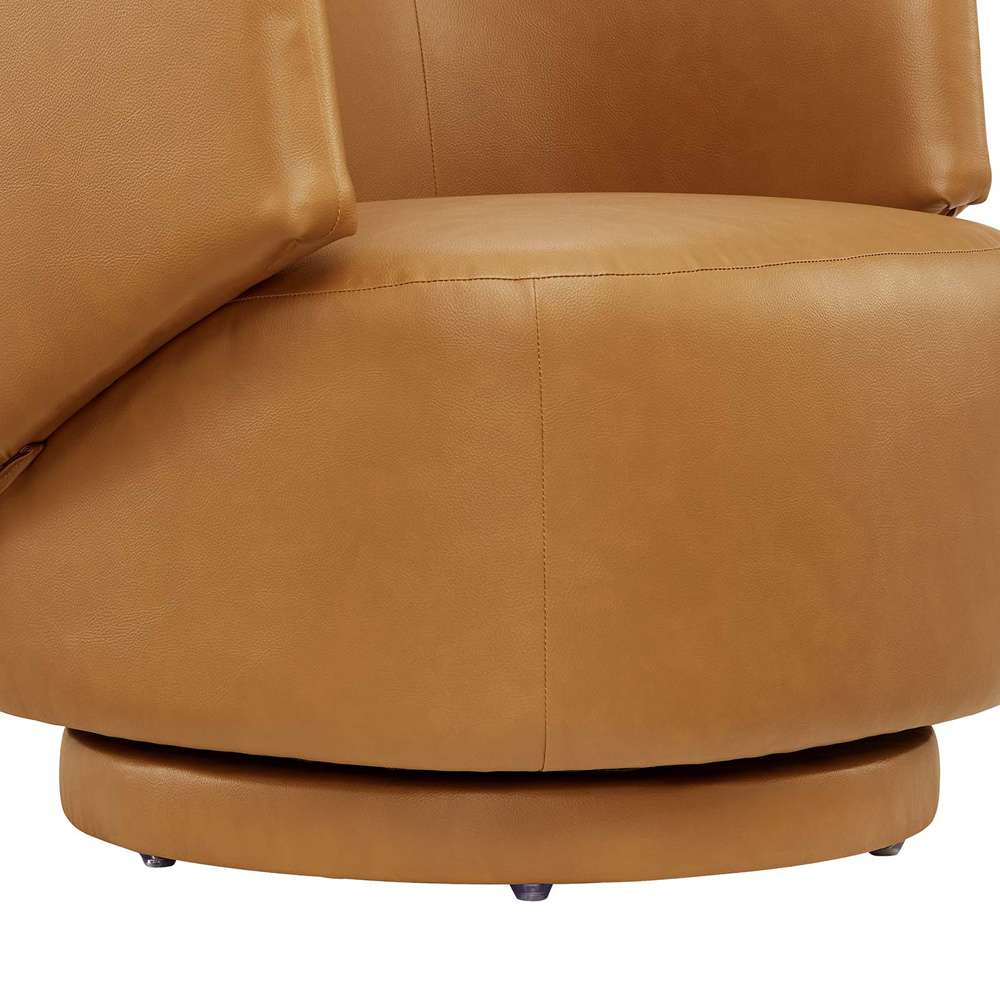 Modway - Celestia Vegan Leather Fabric and Wood Swivel Chair - EEI-6358-TAN veiw 6