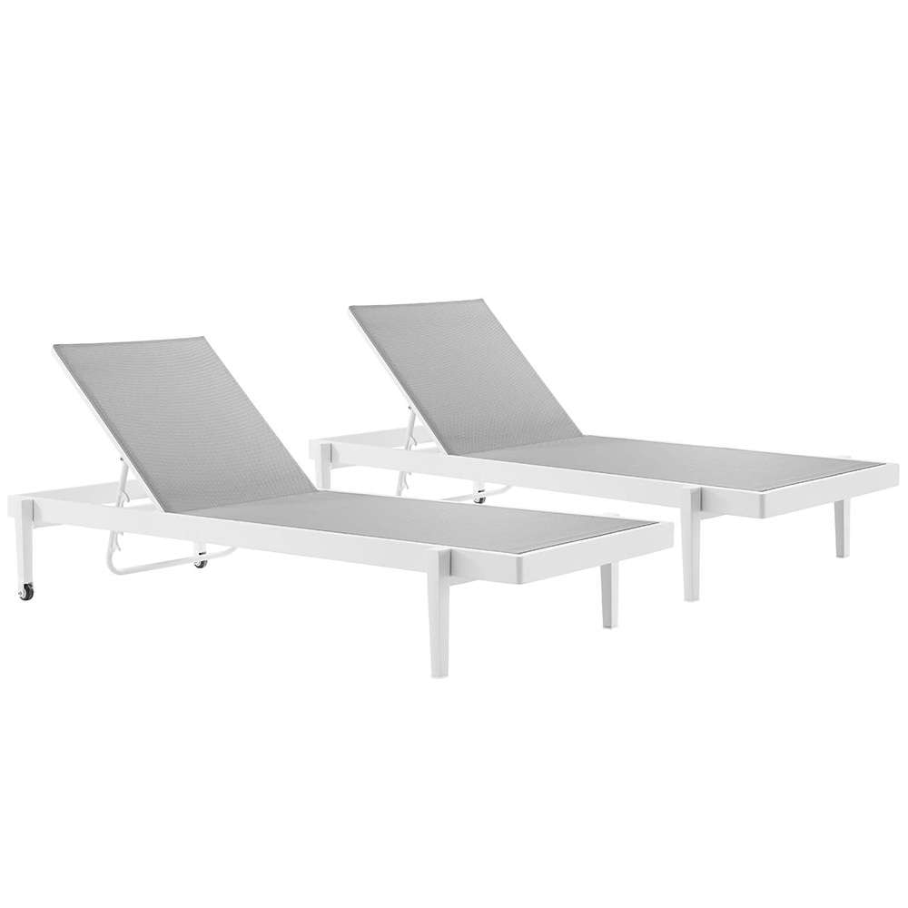 Modway - Charleston Outdoor Patio Aluminum Chaise Lounge Chair (Set of 2) - EEI-4204-WHI-GRY veiw 1