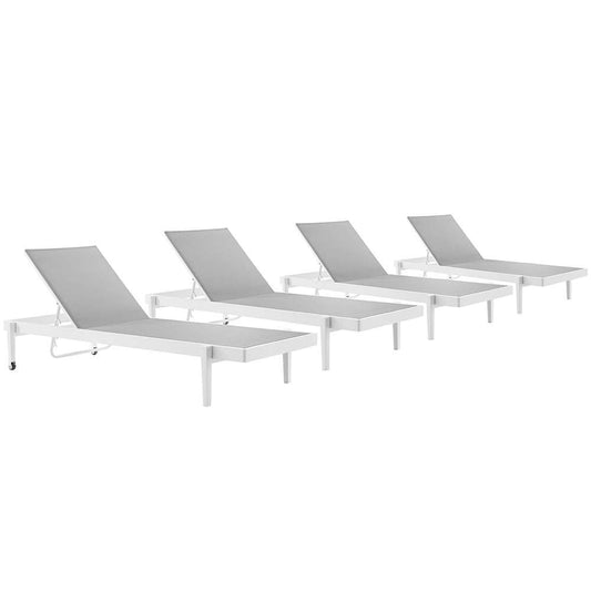 Modway - Charleston Outdoor Patio Aluminum Chaise Lounge Chair (Set of 4) - EEI-4205-WHI-GRY veiw 1