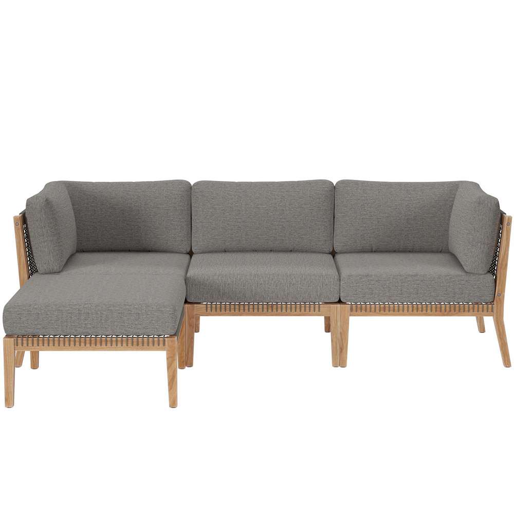 Modway - Clearwater Outdoor Patio Teak Wood 4-Piece Sectional Sofa - EEI-6121-GRY-GPH veiw 2