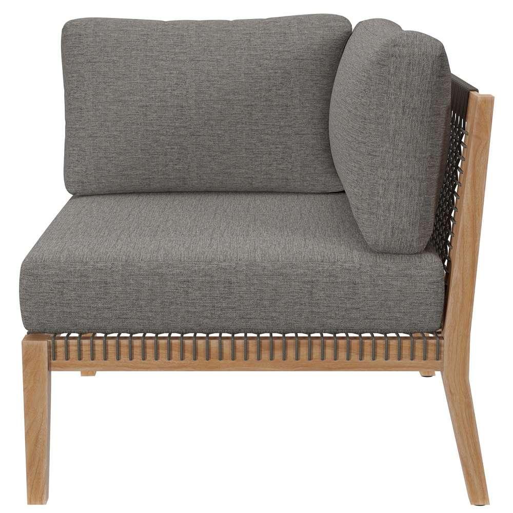 Modway - Clearwater Outdoor Patio Teak Wood 6-Piece Sectional Sofa - EEI-6125-GRY-GPH veiw 5