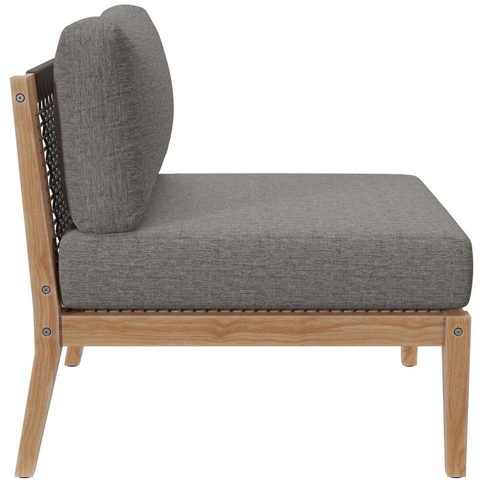 Modway - Clearwater Outdoor Patio Teak Wood Armless Chair - EEI-5856-GRY-GPH veiw 3