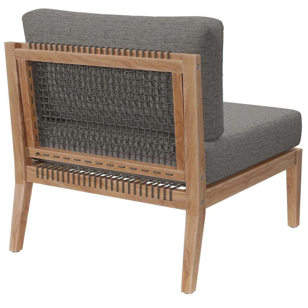 Modway - Clearwater Outdoor Patio Teak Wood Armless Chair - EEI-5856-GRY-GPH veiw 4