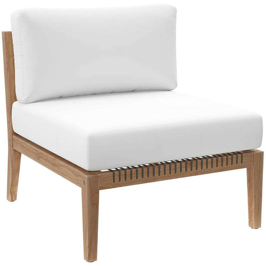 Modway - Clearwater Outdoor Patio Teak Wood Armless Chair - EEI-5856-GRY-WHI veiw 1