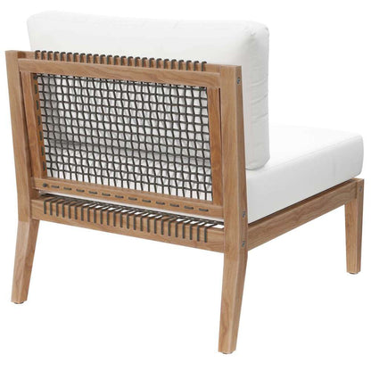 Modway - Clearwater Outdoor Patio Teak Wood Armless Chair - EEI-5856-GRY-WHI veiw 4