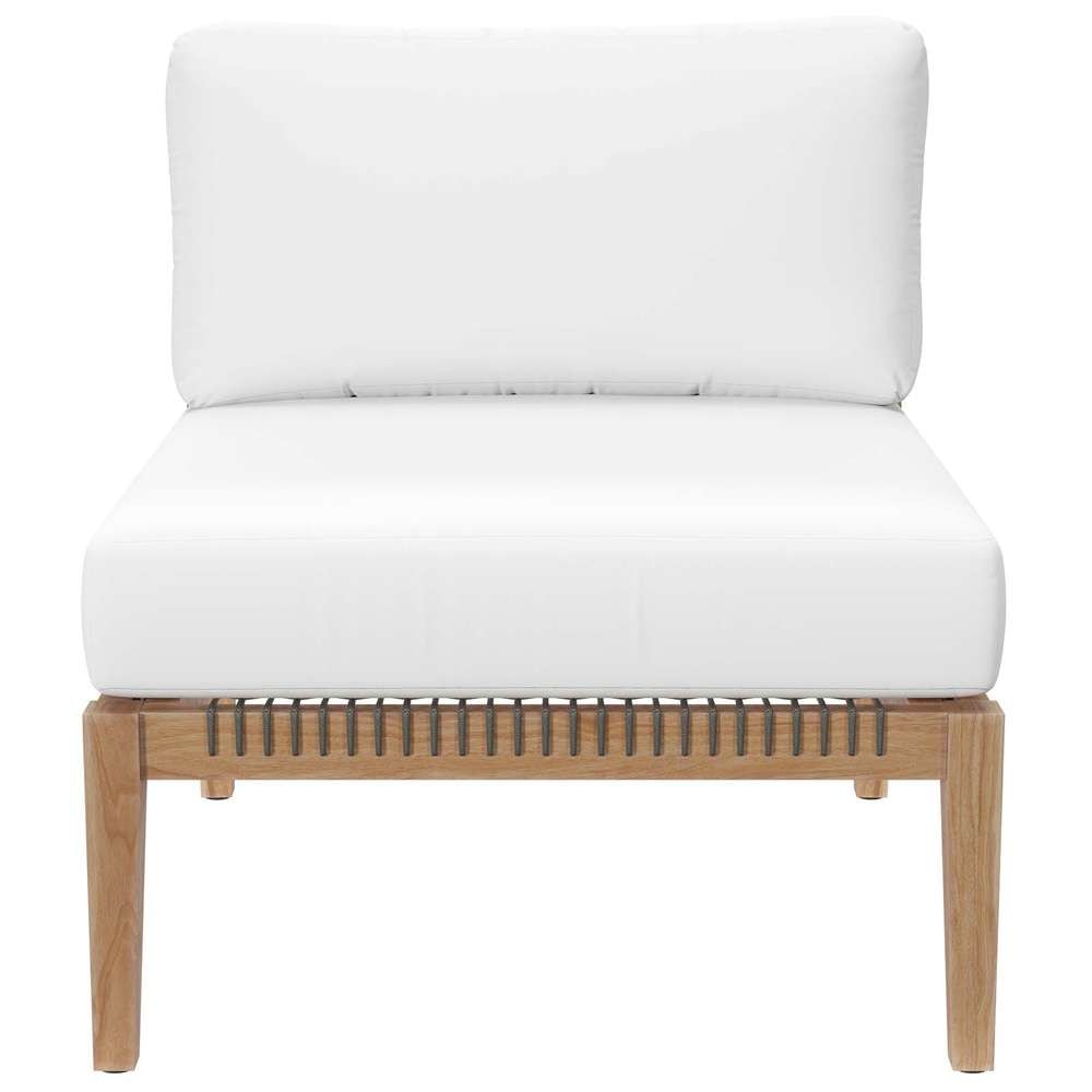 Modway - Clearwater Outdoor Patio Teak Wood Armless Chair - EEI-5856-GRY-WHI veiw 5