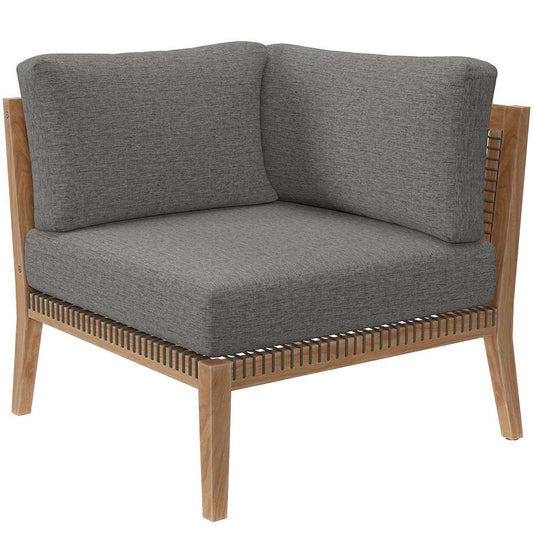 Modway - Clearwater Outdoor Patio Teak Wood Corner Chair in Gray Graphite - EEI-5855-GRY-GPH veiw 1