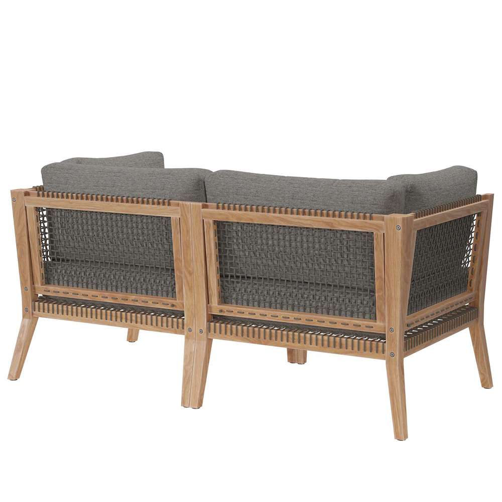 Modway - Clearwater Outdoor Patio Teak Wood Loveseat - EEI-6119-GRY-GPH veiw 3