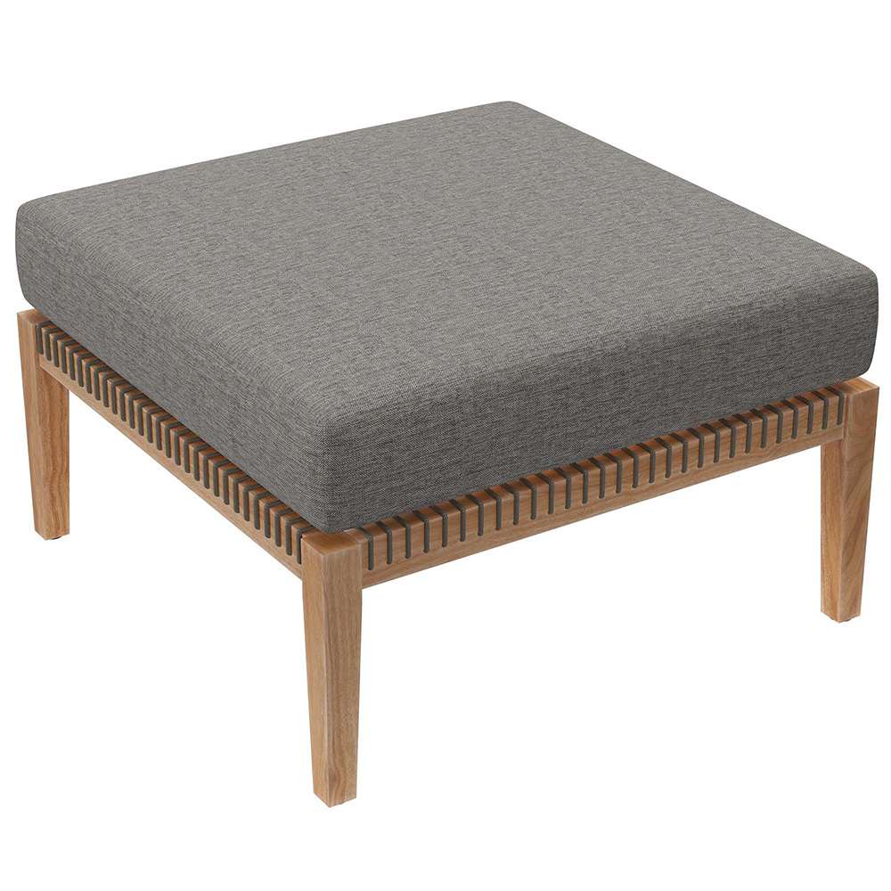 Modway - Clearwater Outdoor Patio Teak Wood Ottoman - EEI-5854-GRY-GPH veiw 1