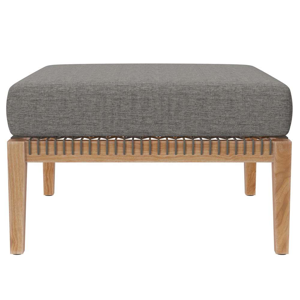 Modway - Clearwater Outdoor Patio Teak Wood Ottoman - EEI-5854-GRY-GPH veiw 3
