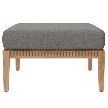 Modway - Clearwater Outdoor Patio Teak Wood Ottoman - EEI-5854-GRY-GPH veiw 3