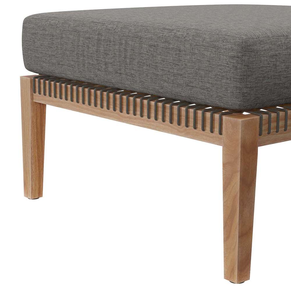 Modway - Clearwater Outdoor Patio Teak Wood Ottoman - EEI-5854-GRY-GPH veiw 4