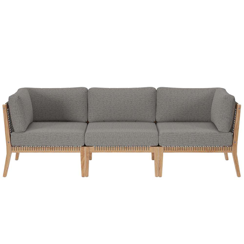 Modway - Clearwater Outdoor Patio Teak Wood Sofa - EEI-6120-GRY-GPH veiw 1