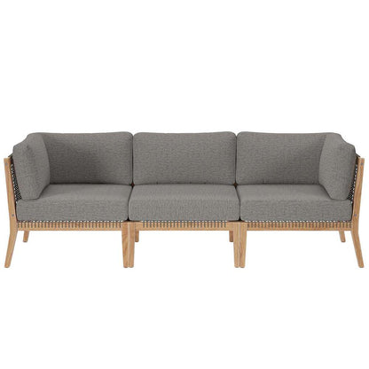 Modway - Clearwater Outdoor Patio Teak Wood Sofa - EEI-6120-GRY-GPH veiw 1