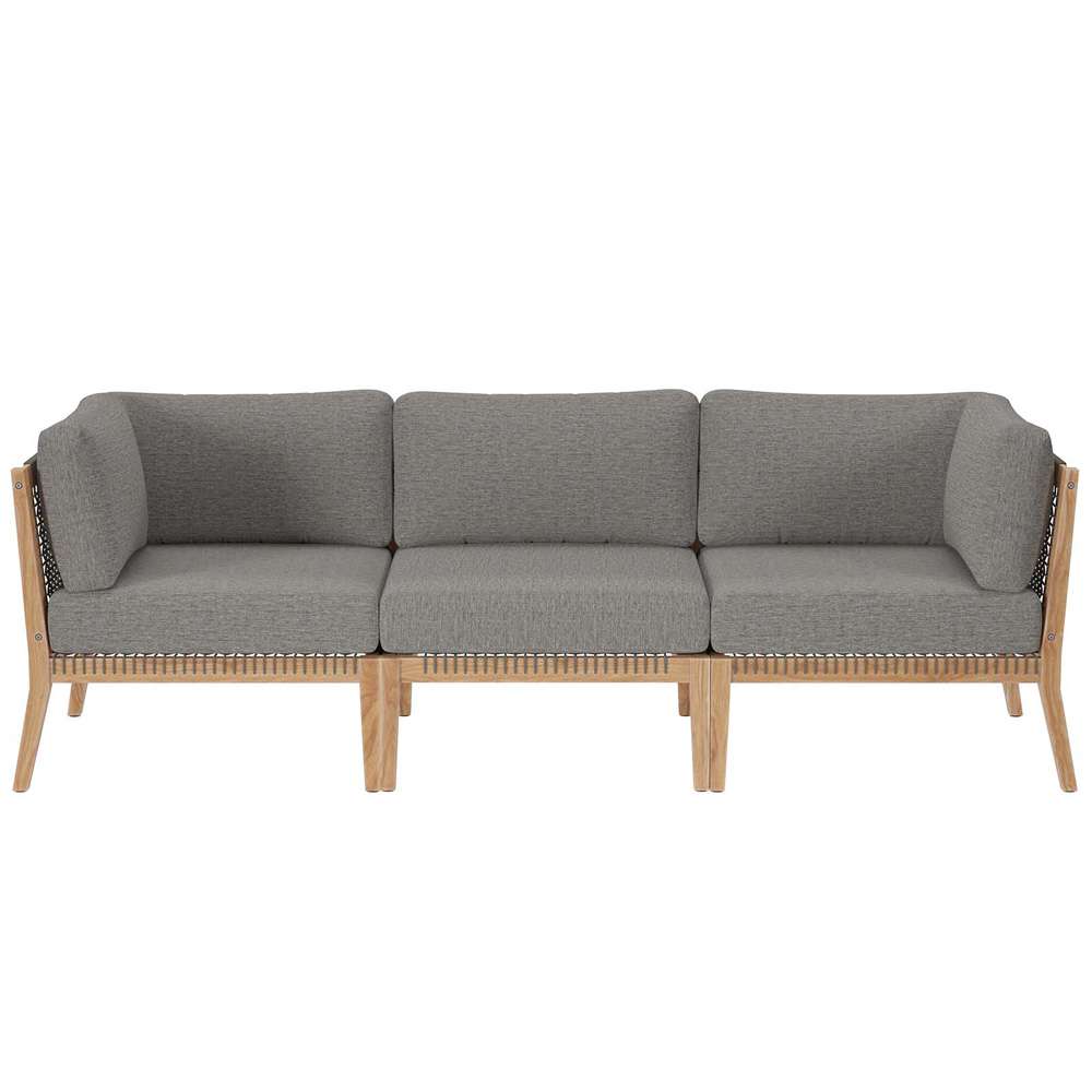 Modway - Clearwater Outdoor Patio Teak Wood Sofa - EEI-6120-GRY-GPH veiw 2