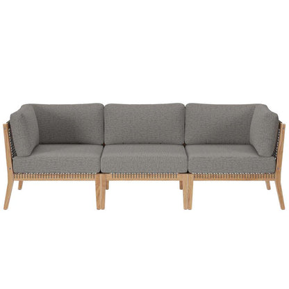 Modway - Clearwater Outdoor Patio Teak Wood Sofa - EEI-6120-GRY-GPH veiw 2