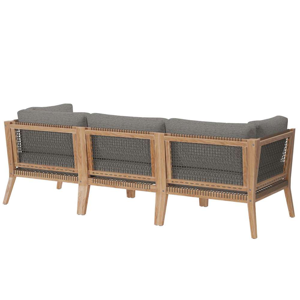 Modway - Clearwater Outdoor Patio Teak Wood Sofa - EEI-6120-GRY-GPH veiw 3
